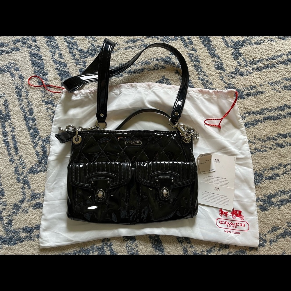 Coach Poppy Patent Leather Black Crossbody/Shoulder Purse